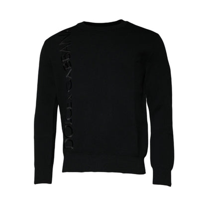 Dolce & Gabbana Black Nylon Logo Crew Neck Pullover Sweater