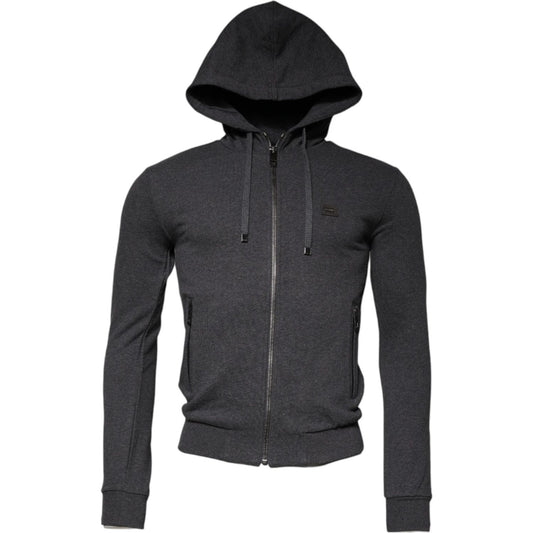 Dolce & Gabbana Gray Logo Full Zip Hooded Sweatshirt Sweater