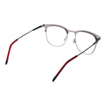 Hugo Boss Black Men Glasses Frame, stainless steel browline style with demo lenses and full-rim design, includes branded case.