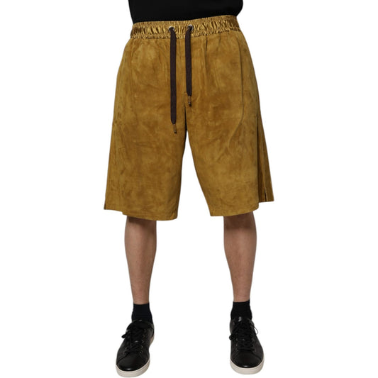 Dolce & Gabbana Brown Lambskin Suede Men Bermuda Shorts
