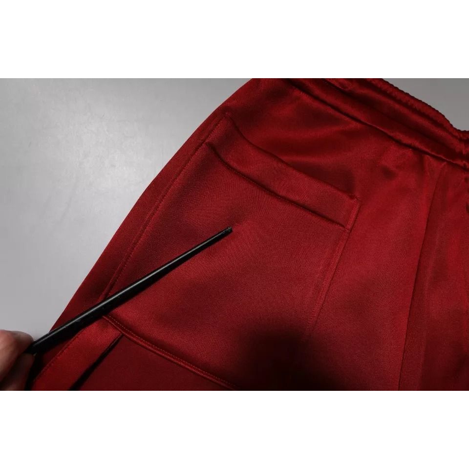 Dolce & Gabbana Maroon Viscose Nylon Mid Waist Bermuda Shorts