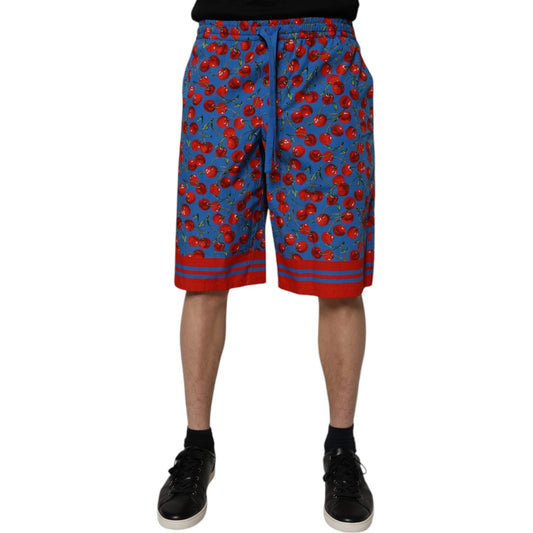 Dolce & Gabbana Blue Cherry Print Cotton Men Bermuda Shorts