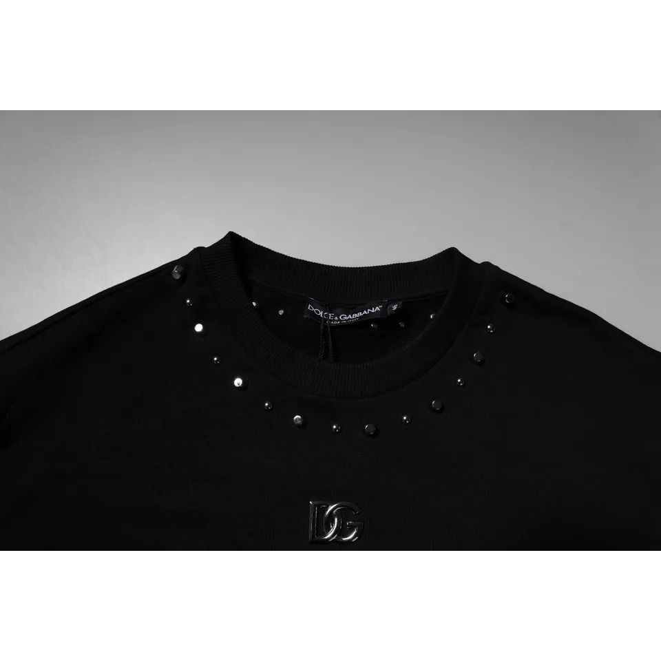 Dolce & Gabbana Black Logo Stud Pullover Sweatshirt Sweater