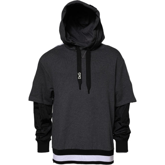Dolce & Gabbana Melange Gray Cotton Hooded Sweatshirt Sweater