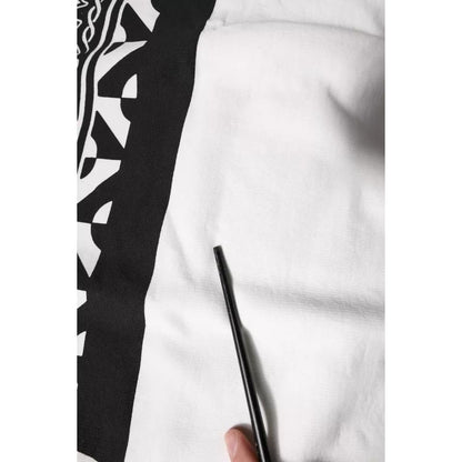 Dolce & Gabbana White Black Printed Cotton Sweatshirt Sweater