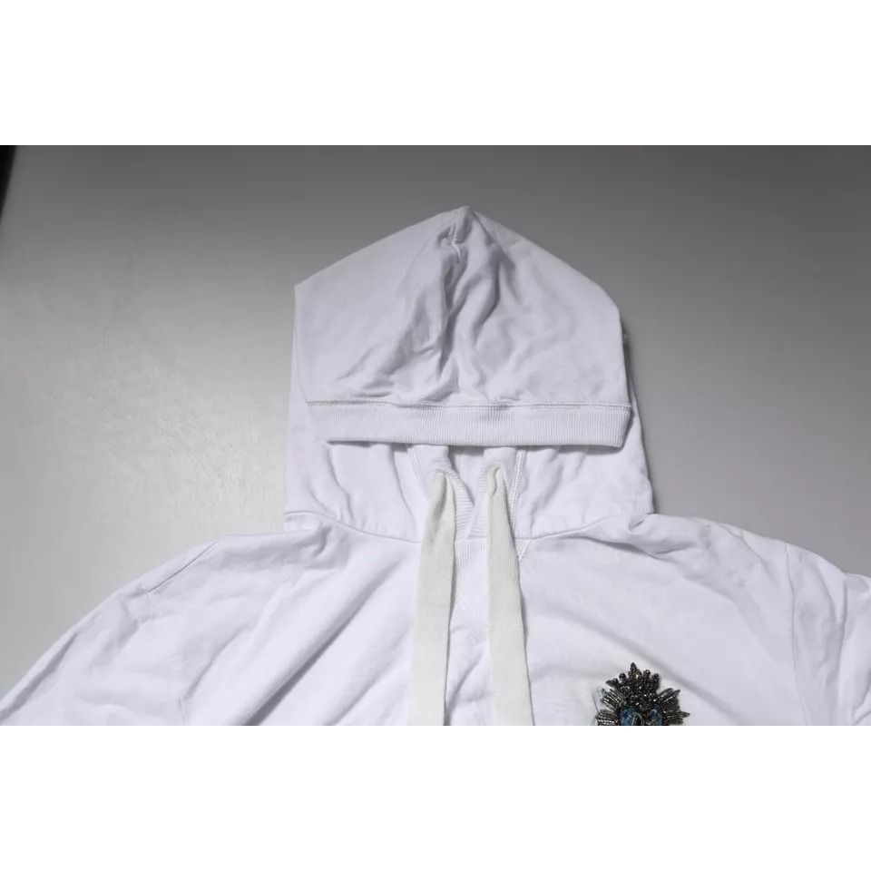 Dolce & Gabbana White Cotton Hooded Sweatshirt Sweater