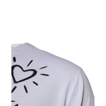 Dolce & Gabbana White Floral Print Cotton Crew Neck T-shirt