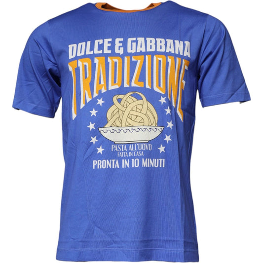 Dolce & Gabbana Blue Graphic Print Cotton Crew Neck T-shirt