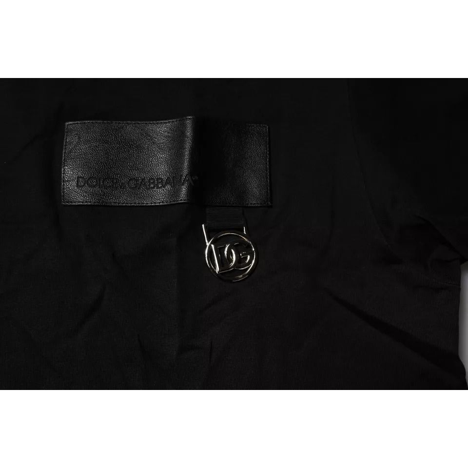 Dolce & Gabbana Black Logo Patch Cotton Crew Neck T-shirt