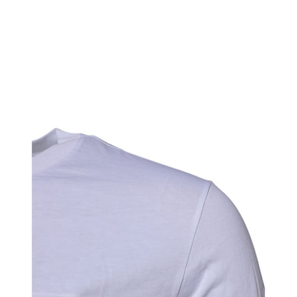 Dolce & Gabbana White Logo Plaque Cotton Crew Neck T-shirt