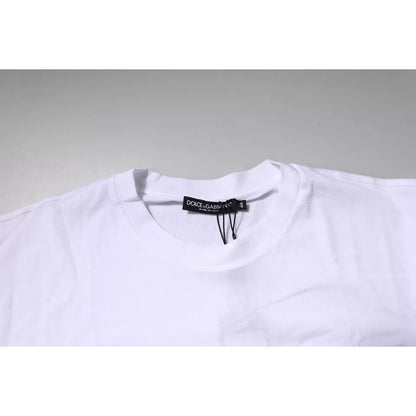 Dolce & Gabbana White Logo Patch Cotton Crew Neck T-shirt