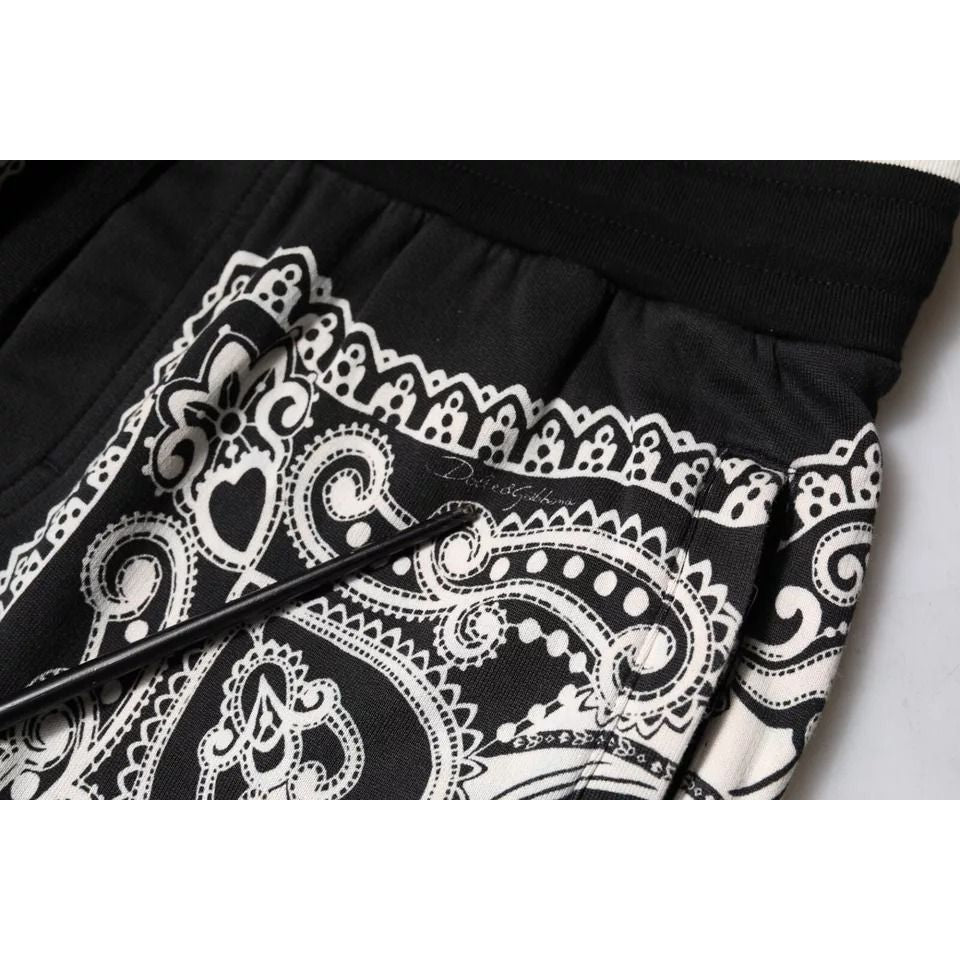 Dolce & Gabbana Black Bandana Cotton Jogger Pants