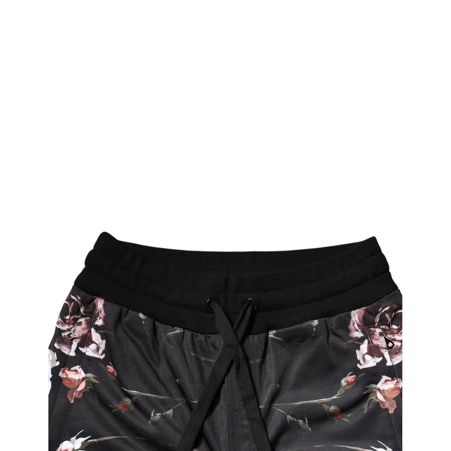 Dolce & Gabbana Black Floral Polyester Jogger Pants