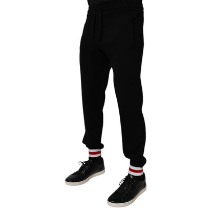 Dolce & Gabbana Black Wool Mid Waist Jogger Sweatpants Pants