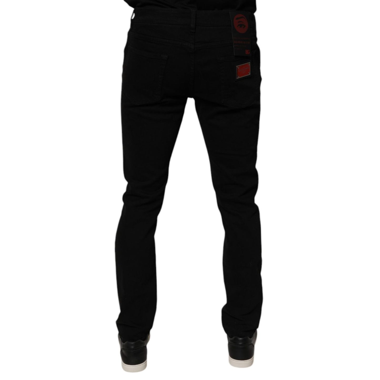 Dolce & Gabbana Black Tattered Cotton Skinny Men Denim Jeans