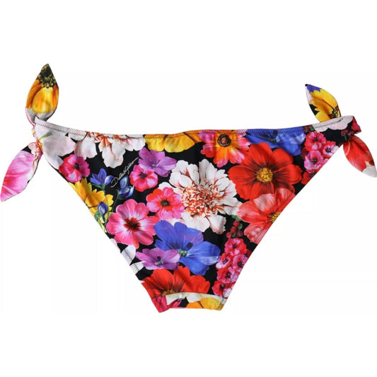 Dolce & Gabbana Black Floral Print Swimsuit Bikini Bottom Swimwear BIK1800-3
