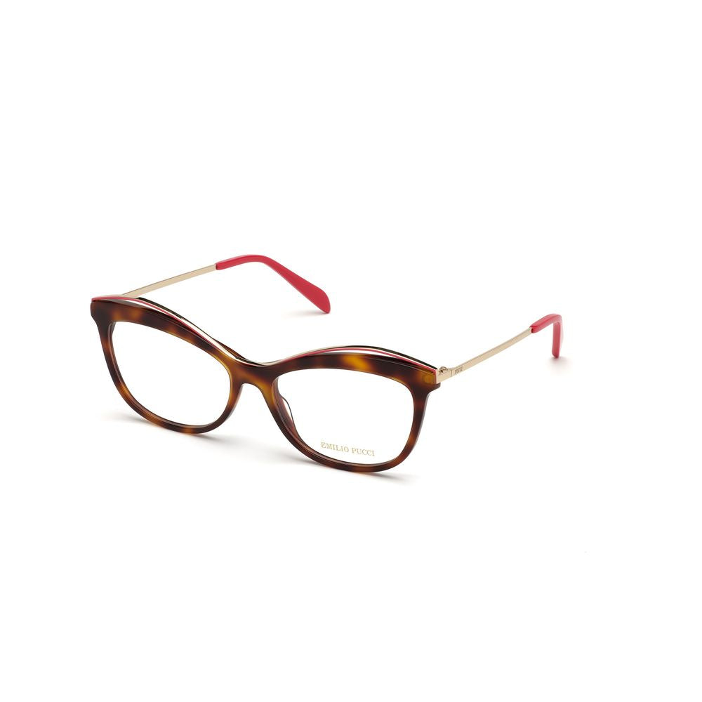 Emilio Pucci Brown Acetate Frames, women's glasses EP5135-56052, classic design with red temples, 56/16/140mm dimensions.