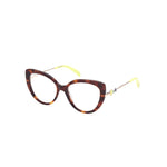 Emilio Pucci Brown Acetate Frames cat-eye design with yellow accents for women, model EP5190-53052, lens 53mm, bridge 17mm, temple 140mm.