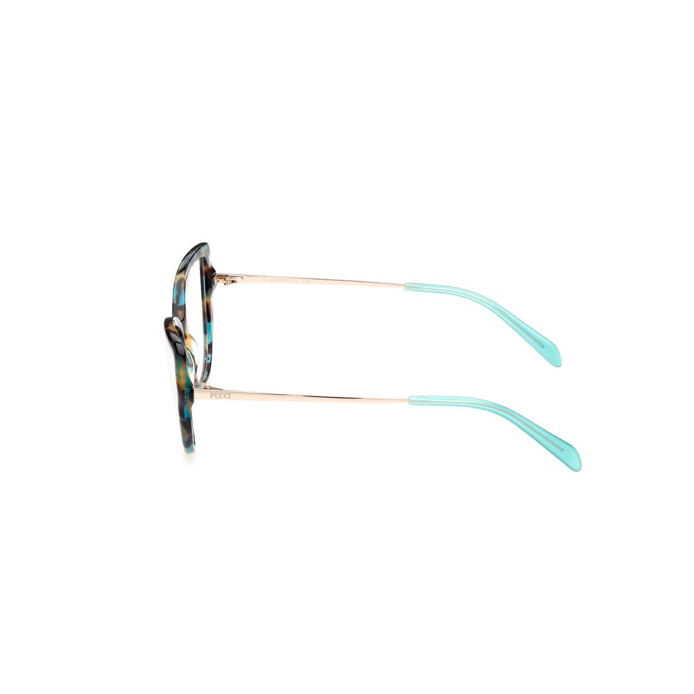 Side view of Emilio Pucci Brown Acetate Frames EP5192-54055 with blue temples, lens/bridge/temple size 54/16/140 mm.