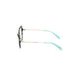 Side view of Emilio Pucci Brown Acetate Frames EP5192-54055 with blue temples, lens/bridge/temple size 54/16/140 mm.