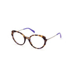 Emilio Pucci Brown Acetate Frames, women's glasses EP5193-52055 with tortoiseshell pattern and purple temple tips.