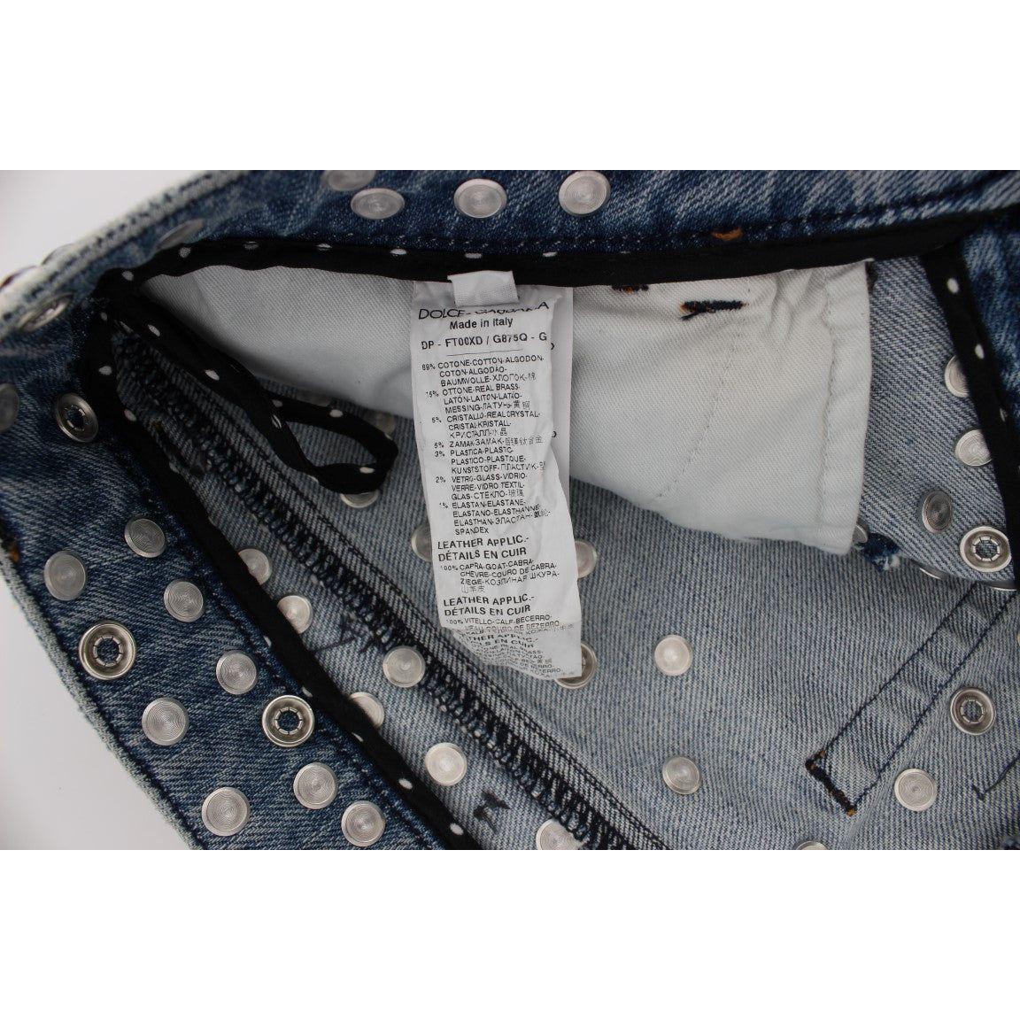 Dolce & Gabbana Crystal Roses Heart Embellished Jeans