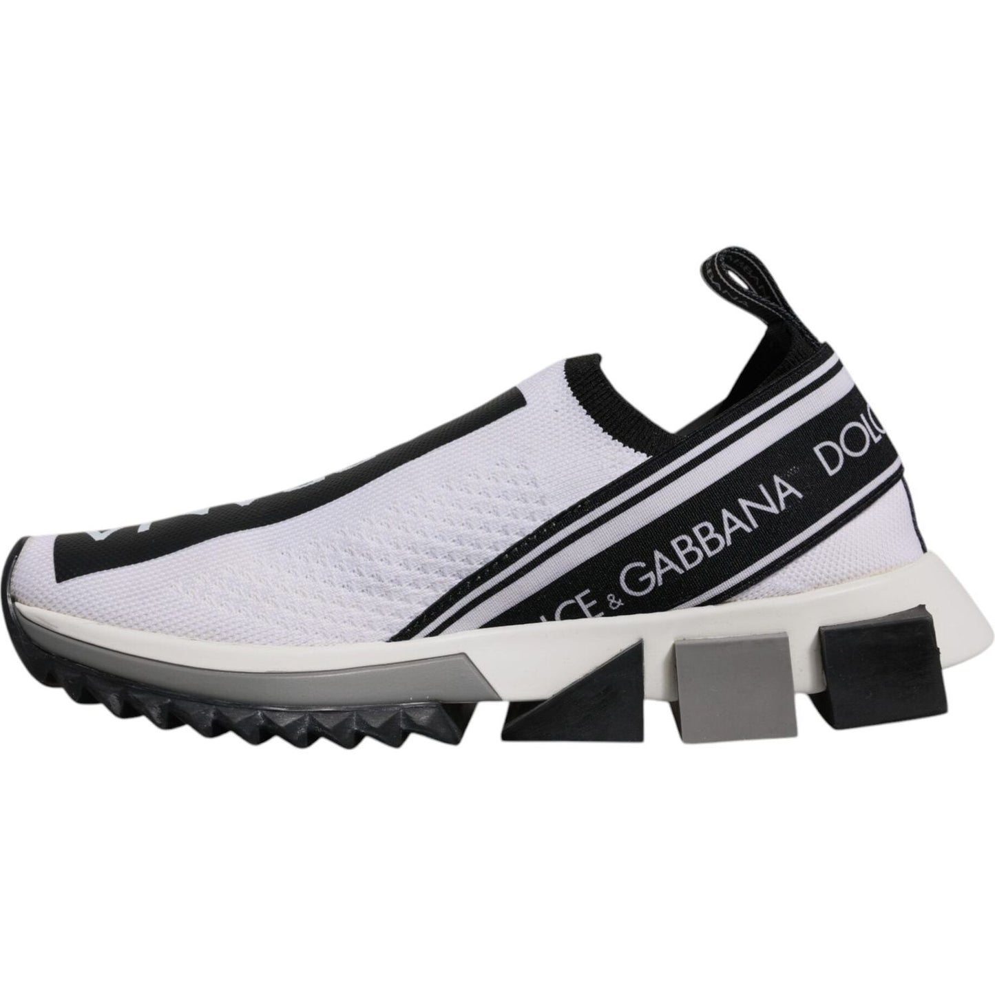 Dolce & Gabbana White Black Slip On Sorrento Sneakers Shoes