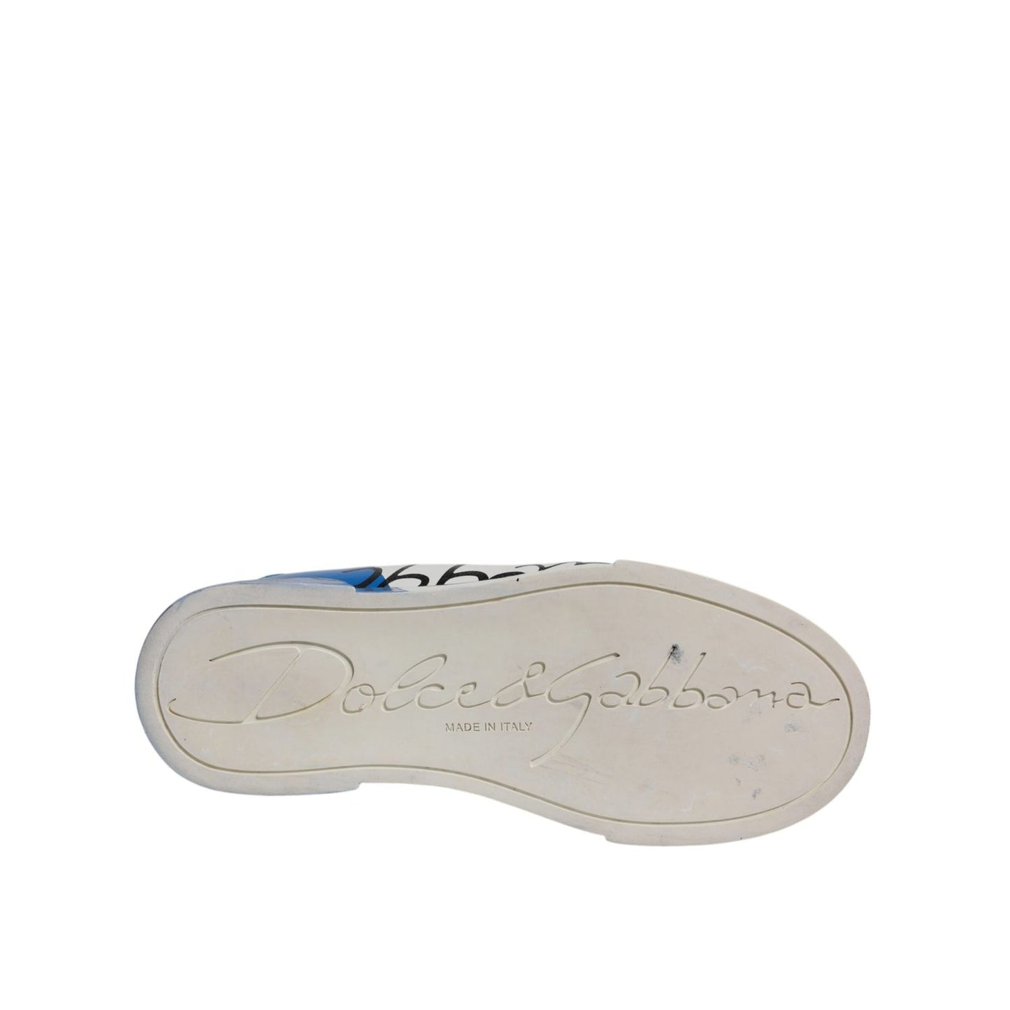 Dolce & Gabbana White Blue Logo Portofino Sneakers Shoes