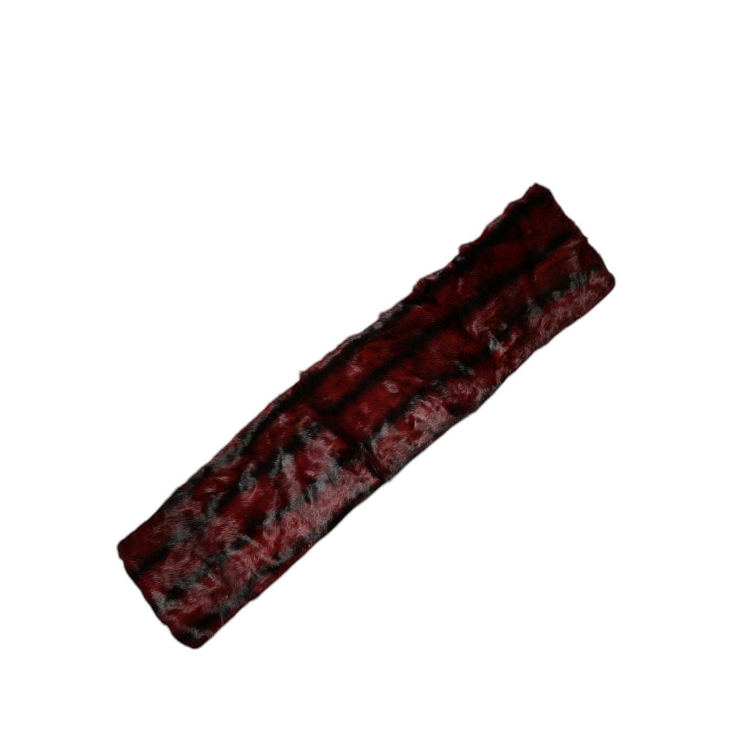 Dolce & Gabbana Black Red Stripe Fur Shawl Neck Wrap Scarf