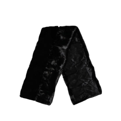 Dolce & Gabbana Black Fur Shawl Neck Wrap Cover Collar Scarf