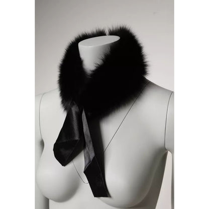 Dolce & Gabbana Black Fur Shoulder Collar Wrap Shawl Scarf