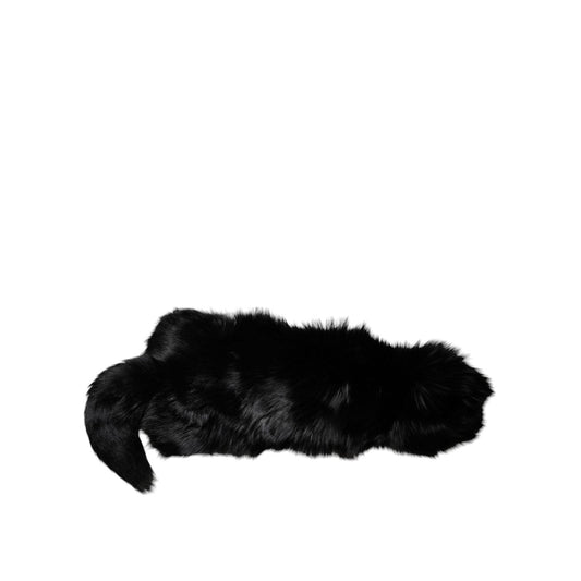 Dolce & Gabbana Black Fox Fur Neck Wrap Warmer Winter Scarf MS7117