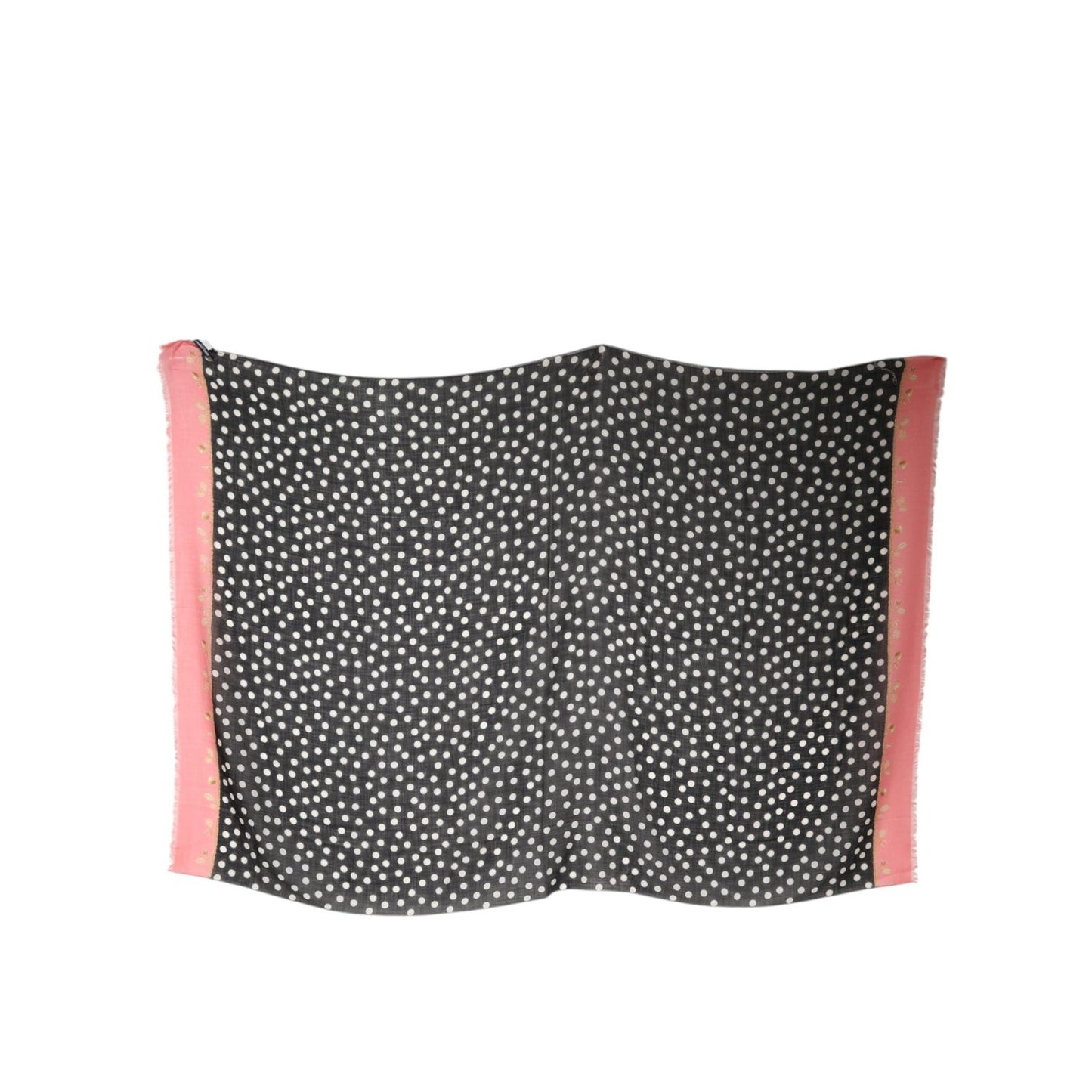 Dolce & Gabbana Black White Polka Dots Fringes Wrap Scarf MS7160