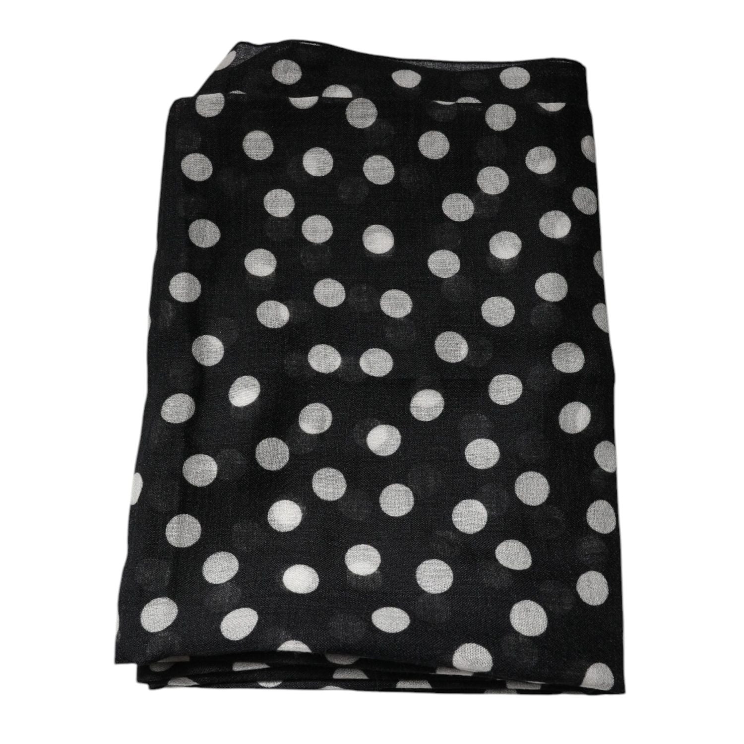 Dolce & Gabbana Black White Polka Dots Fringes Wrap Scarf