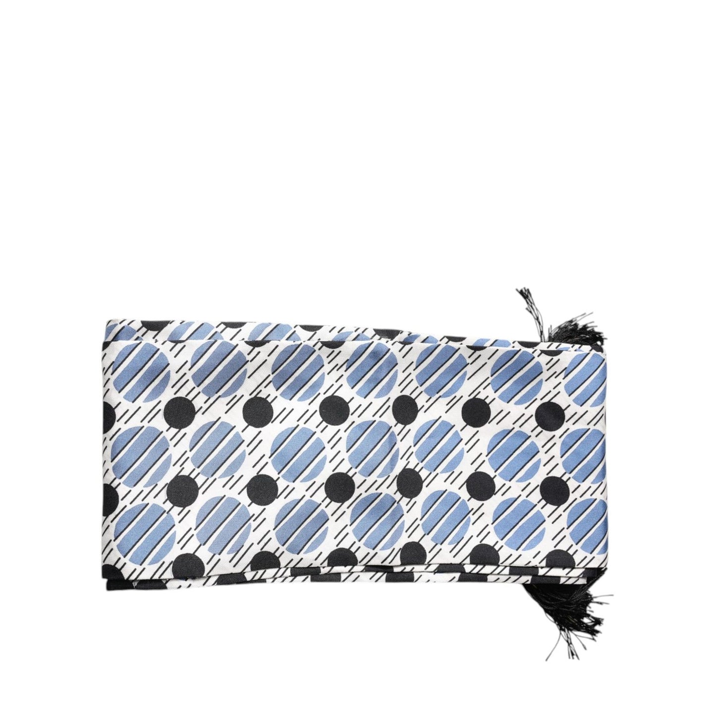 Dolce & Gabbana White Blue Polka Dotted Silk Skinny Scarf