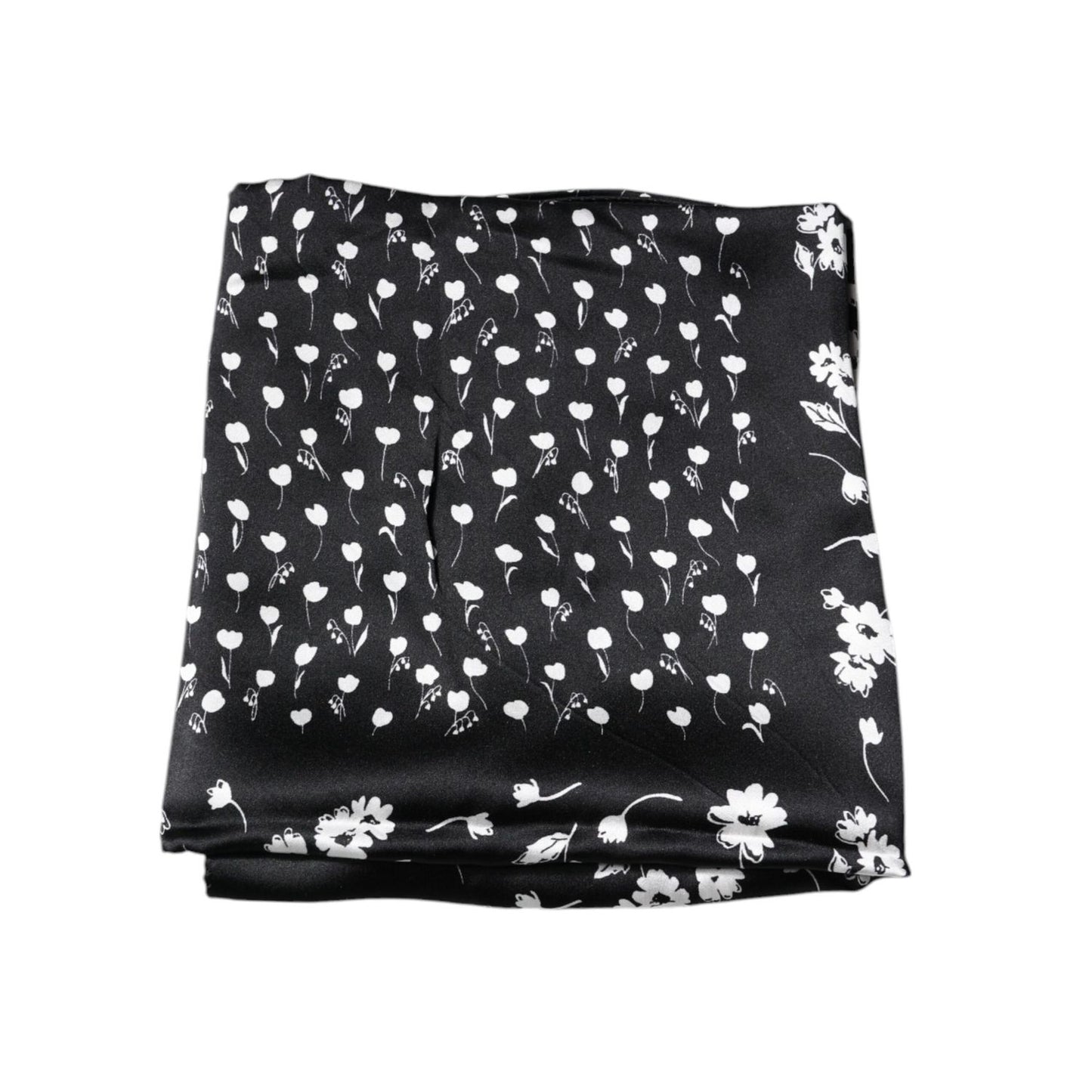 Dolce & Gabbana Black Floral Silk Square Wrap Shawl Scarf