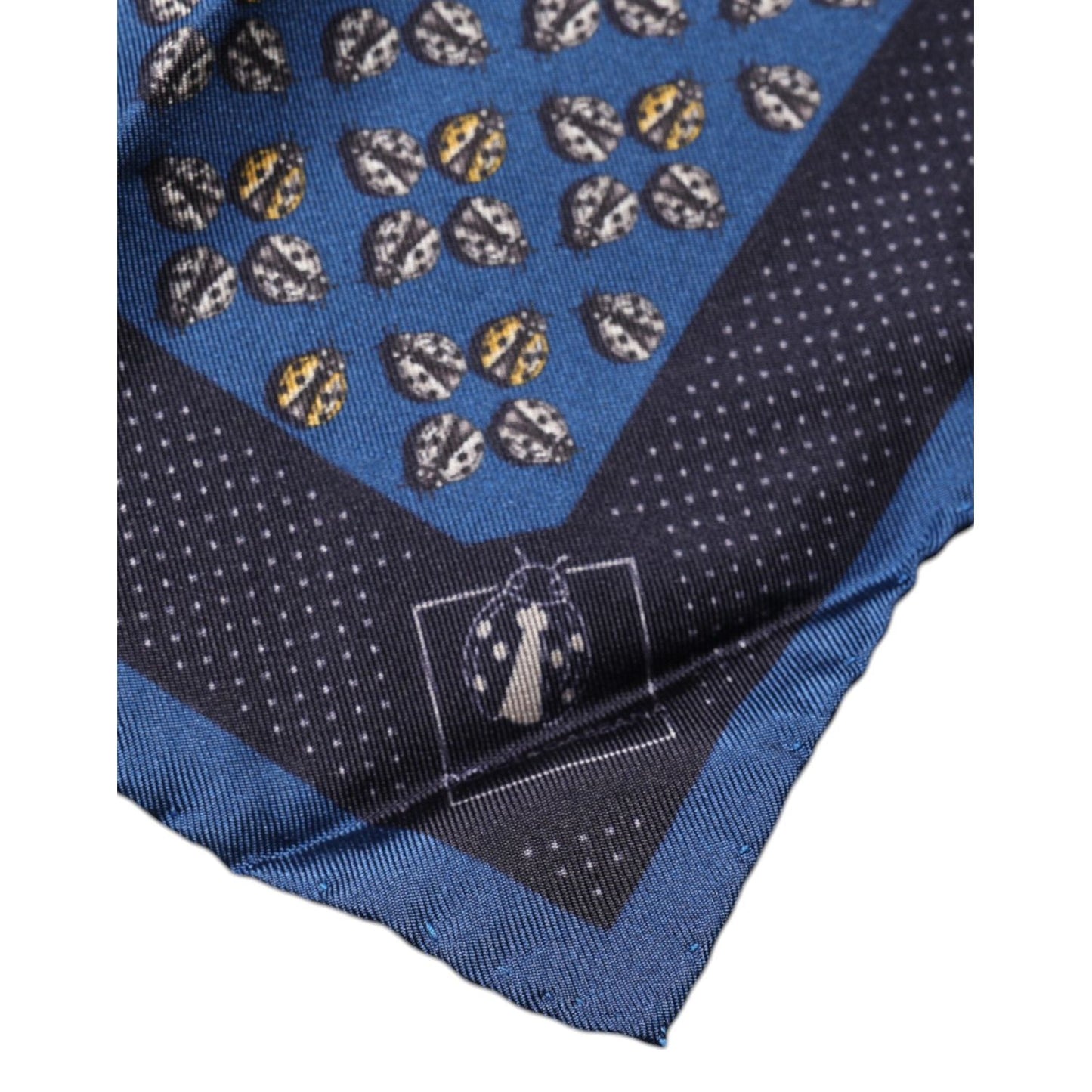 Dolce & Gabbana Blue Lady Bug Silk Square Handkerchief Scarf MS7291