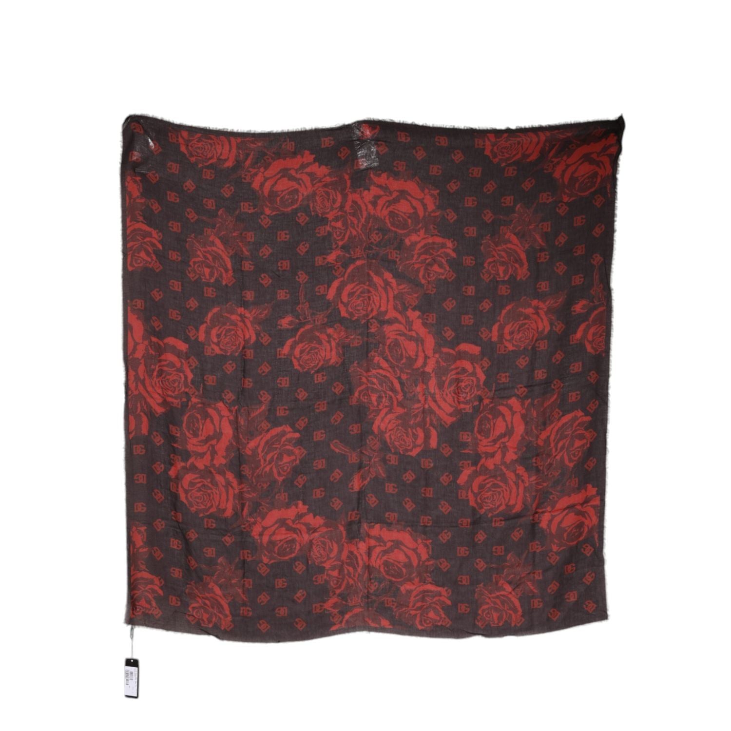 Dolce & Gabbana Black Red Floral Modal Wrap Shawl Scarf