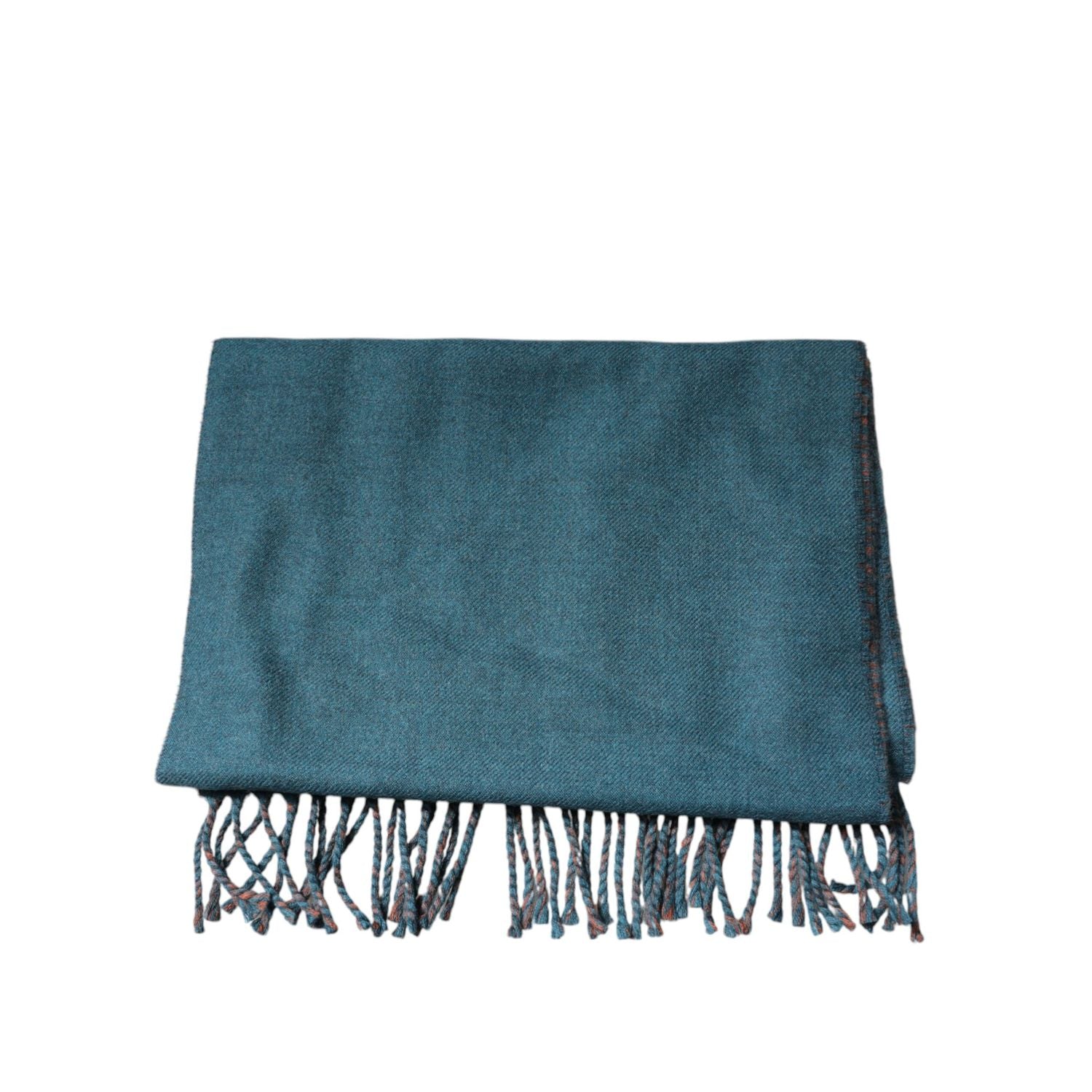 Dolce & Gabbana Blue Green Wool Fringes Wrap Shawl Scarf