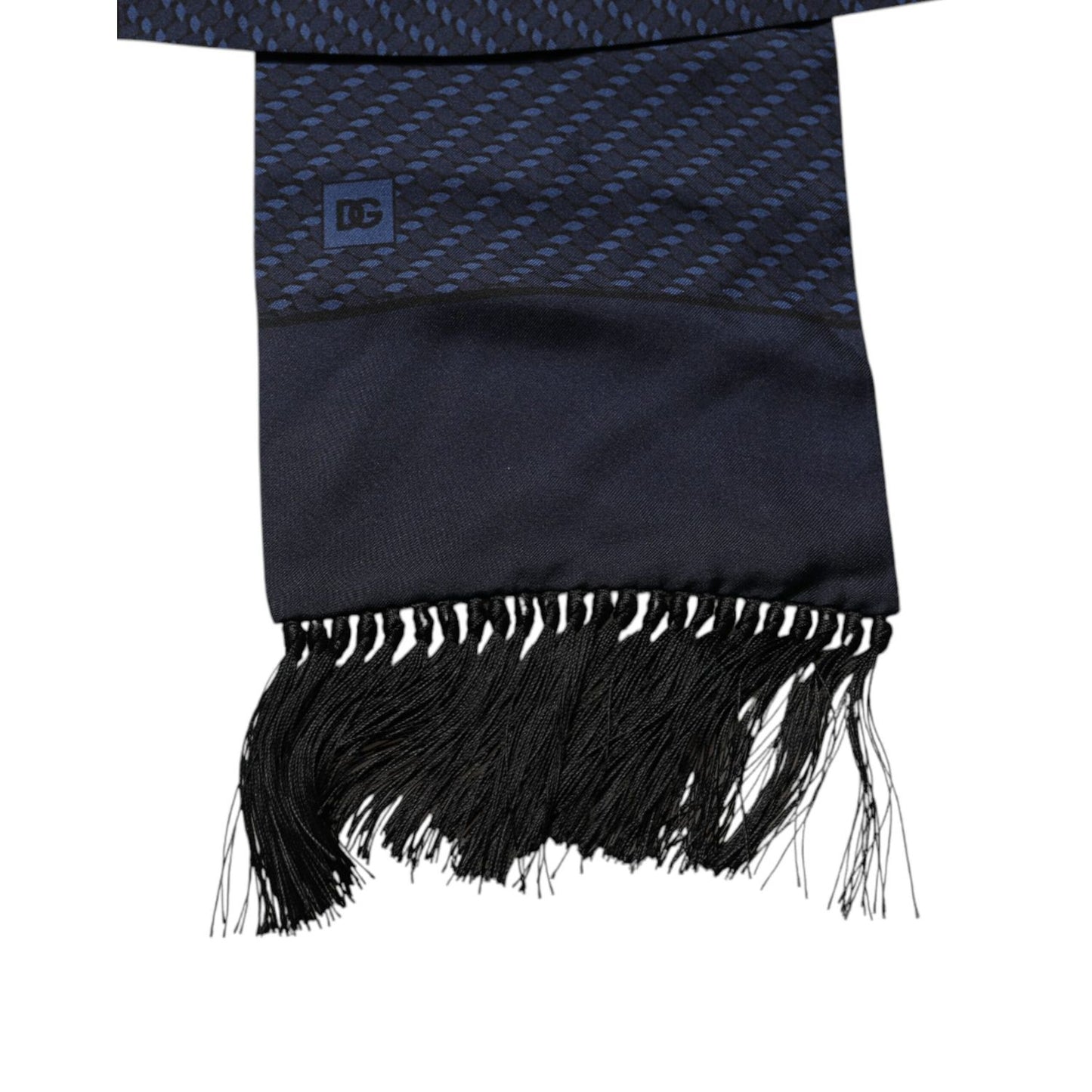 Dolce & Gabbana Dark Blue Fantasy Fringes Neck Wrap Scarf