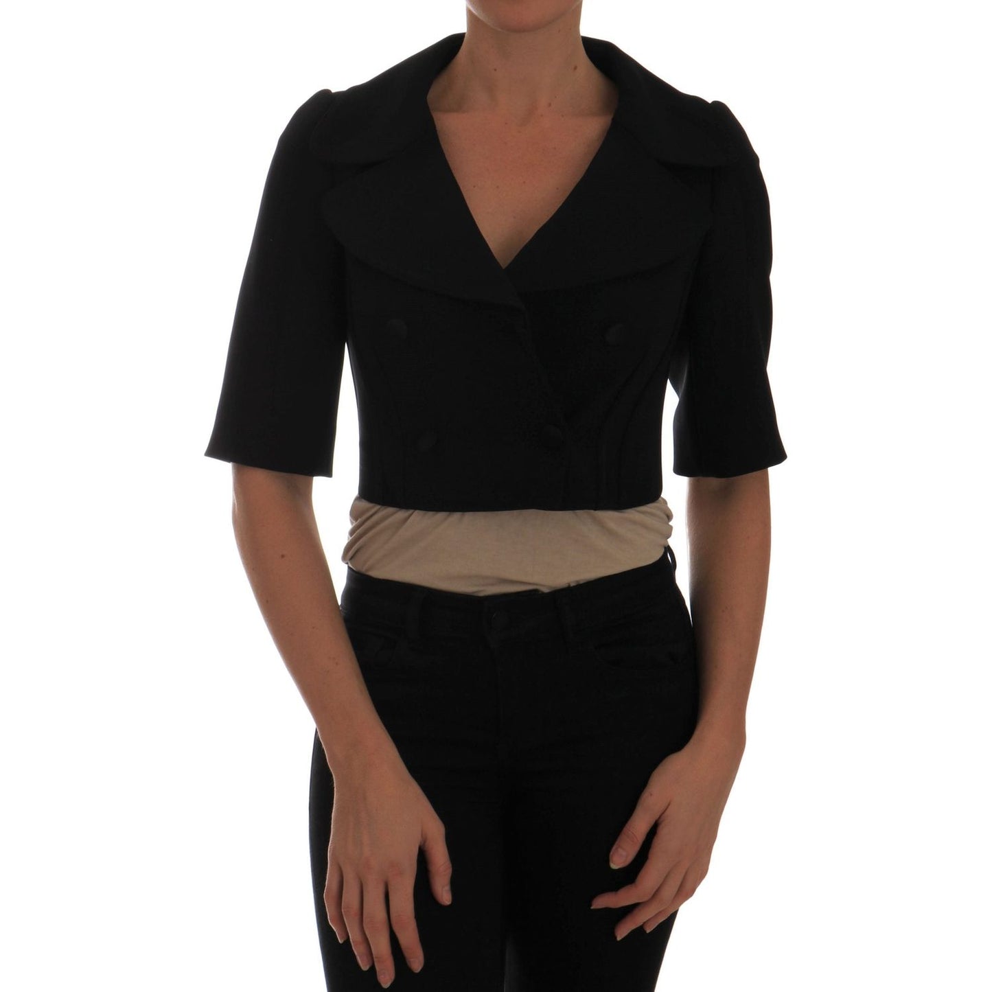 Dolce & Gabbana Black Short Croped Jacket Blazer Coats & Jackets