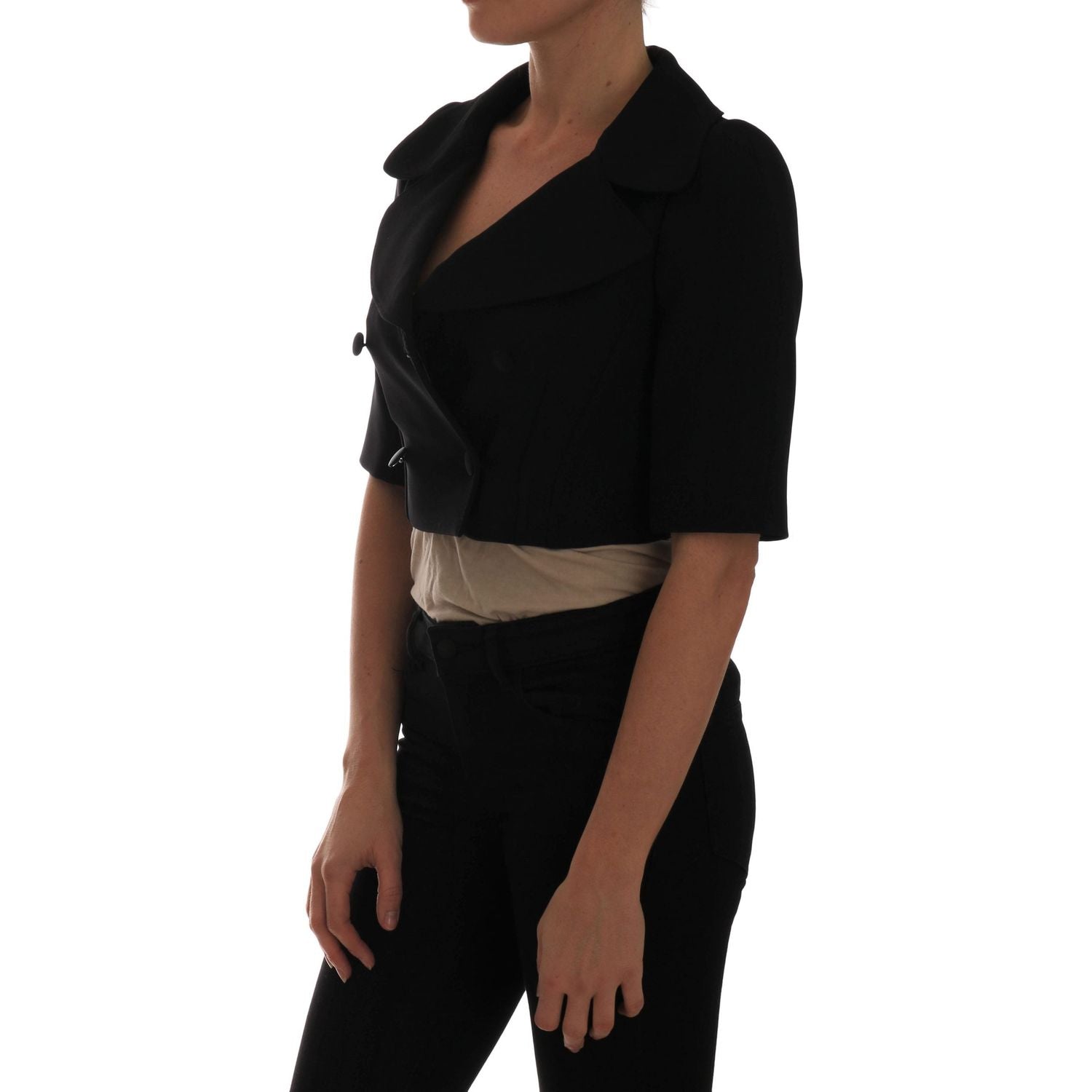 سترة دولتشي آند غابانا أنيقة سوداء مقصوصة مزدوجة الصدر