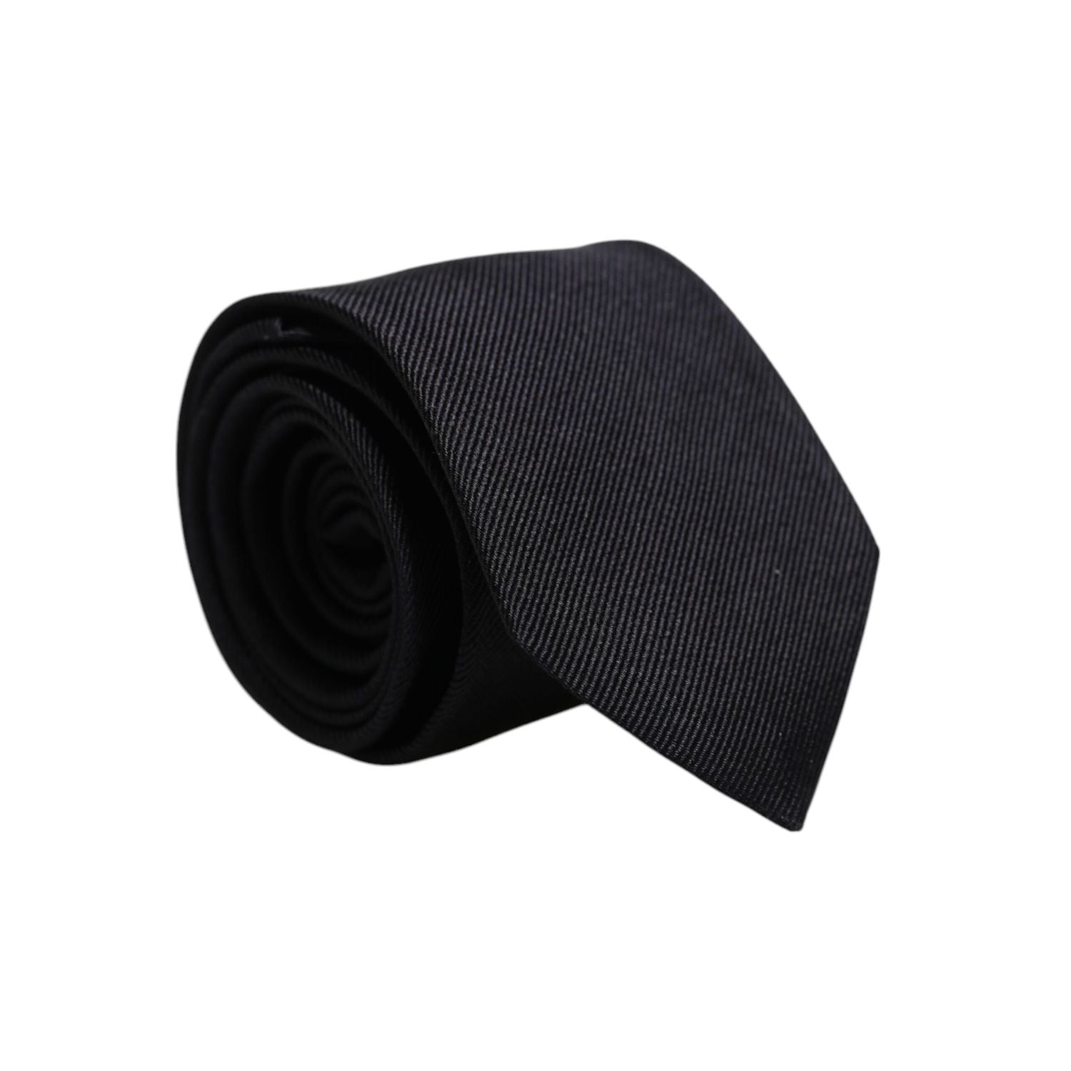 Dolce & Gabbana Black Solid Silk Adjustable Necktie Tie