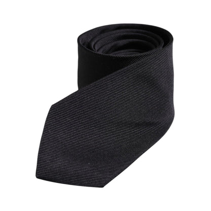 Dolce & Gabbana Black Solid Silk Adjustable Necktie Tie