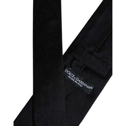 Dolce & Gabbana Black Solid Silk Adjustable Necktie Tie
