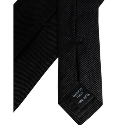 Dolce & Gabbana Black Solid Silk Adjustable Necktie Tie
