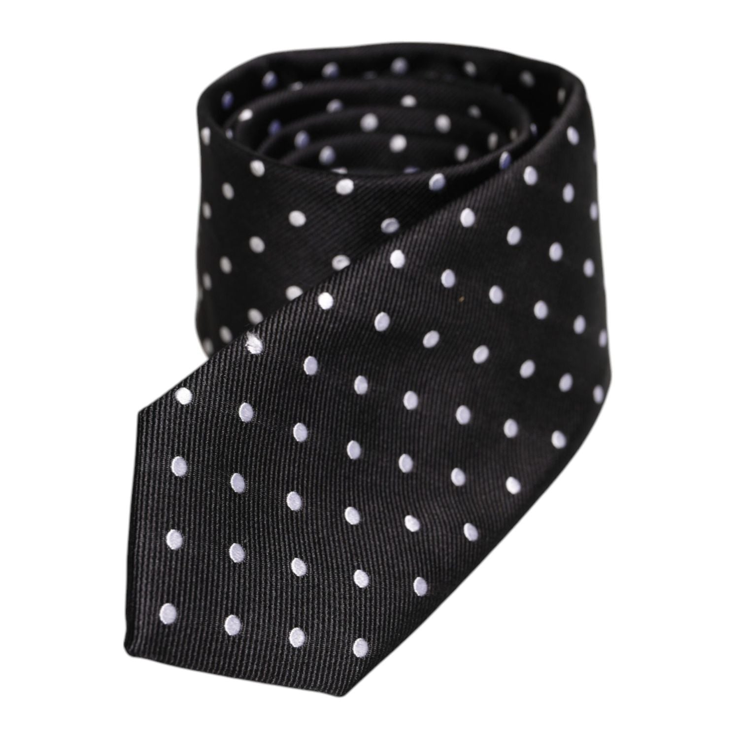 Dolce & Gabbana Black Polka Dots Silk Adjustable Necktie Tie