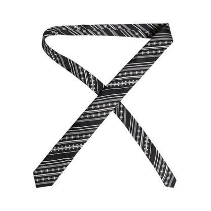 Dolce & Gabbana Black White Stripes Silk Adjustable Necktie Tie