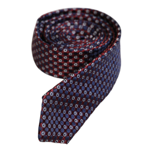 Dolce & Gabbana Red Blue Circles Silk Adjustable Necktie Tie KRA3474