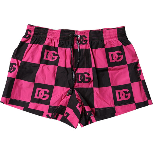 Dolce & Gabbana Black Pink Logo Beachwear Shorts 2Pc Swimwear